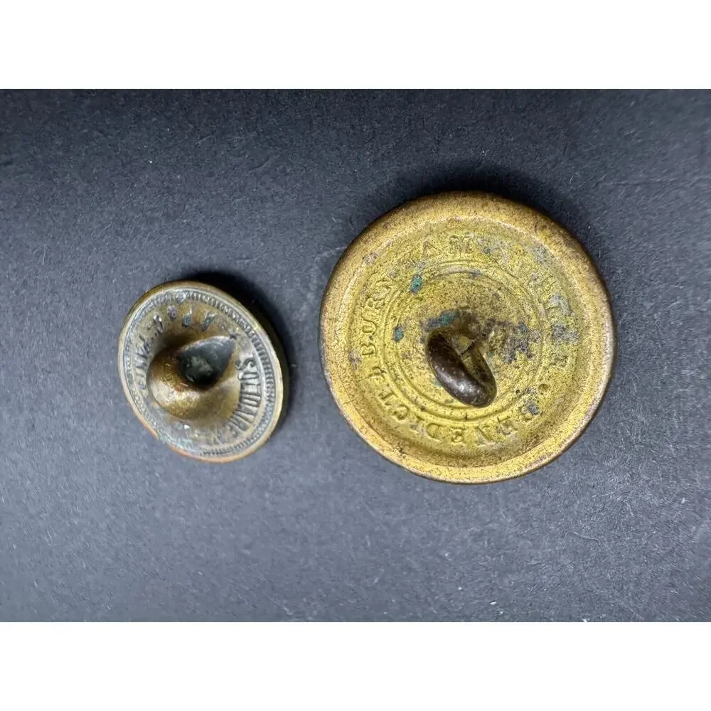 Antique Button Brass Floral Design Benedict & Burnham & Solidaire Paris France